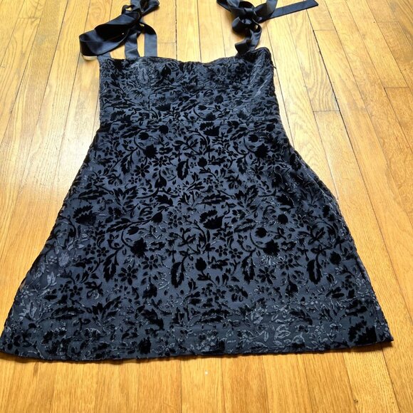 House Of Harlow 1960 Size S NEW Navy Blue Velvet Floral Sleeveless Mini Dress - Picture 5 of 16